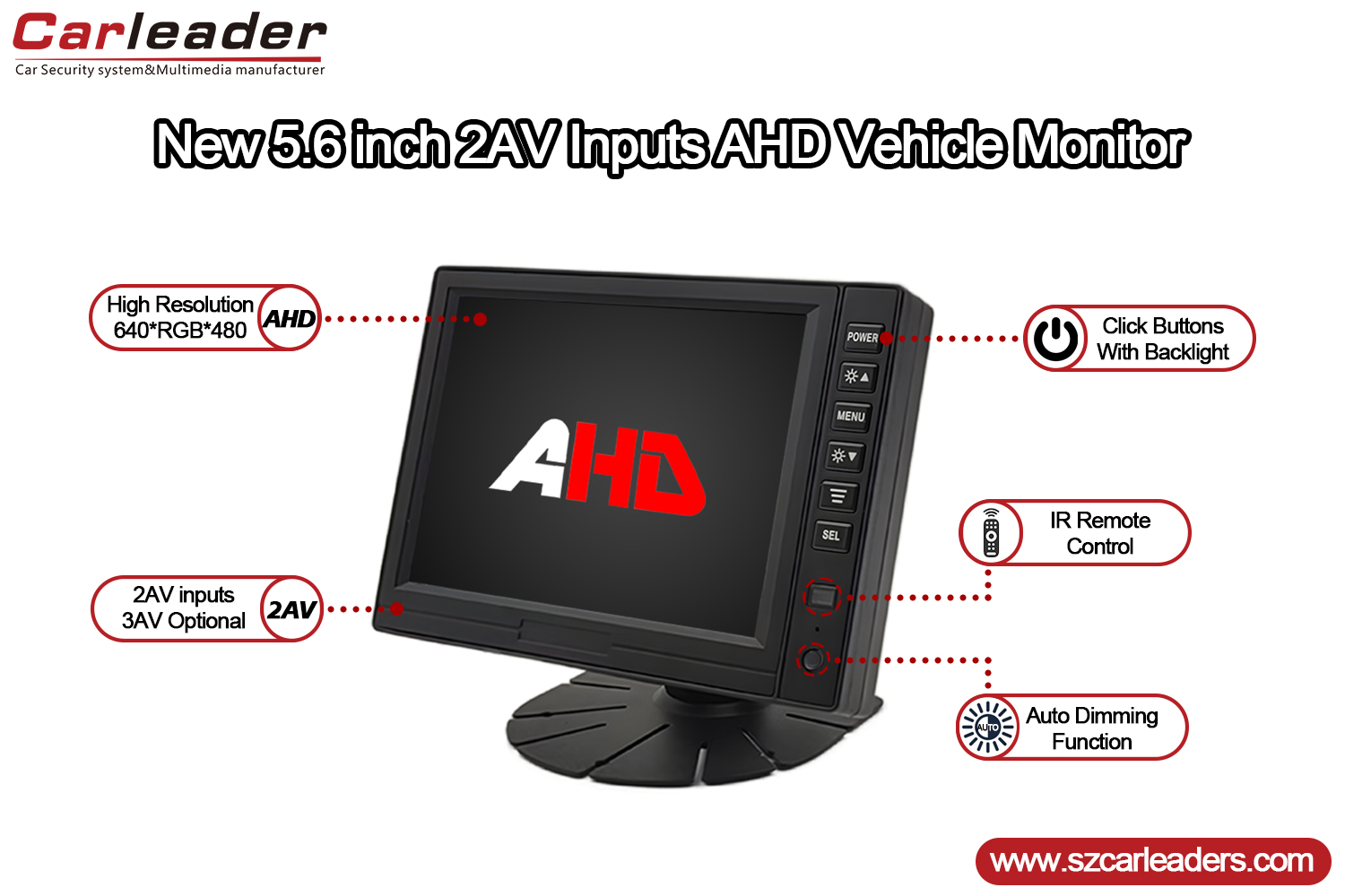 5 Inch TFT LCD Digital Panel AHD Monitor