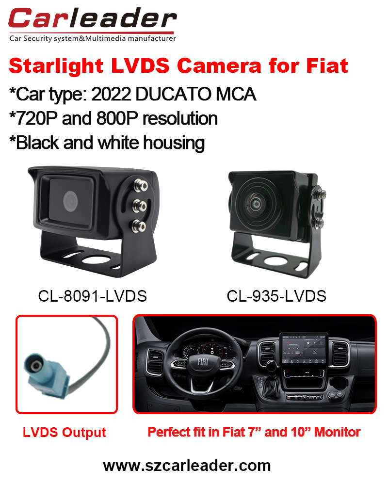 Carleader LVDS Vehicle Rear View Camera Fit For Fiat Ducato