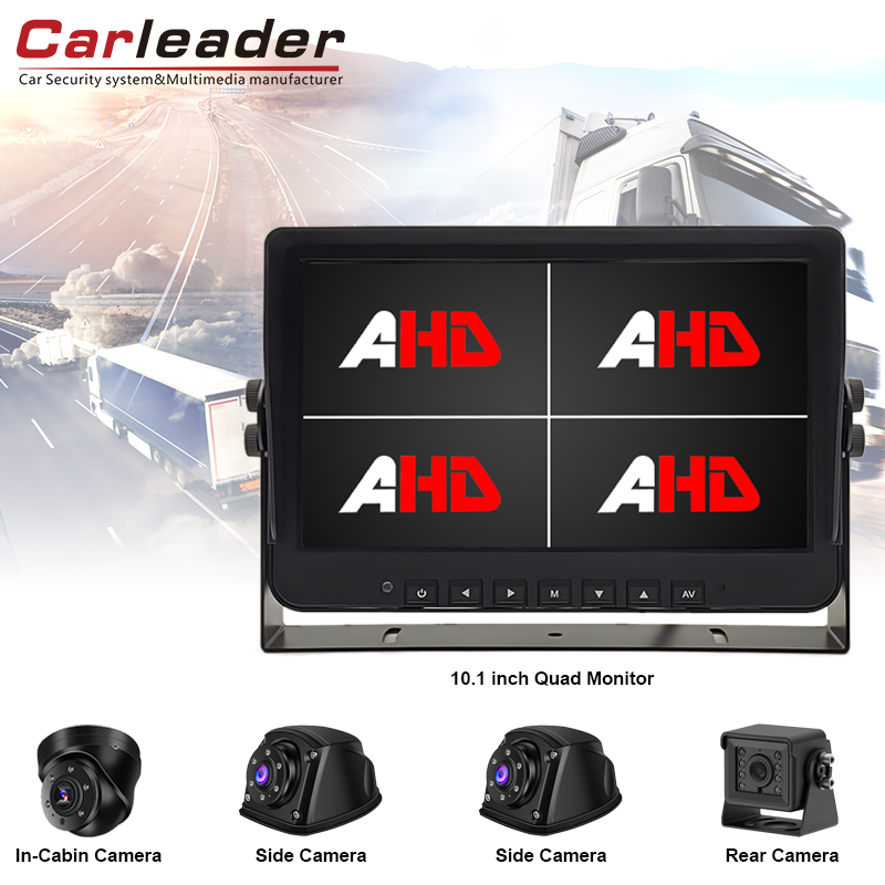 Upgrade Your Monitoring Experience with Carleader 10.1-inch 4AV Inputs Quad View AHD Vehicle Monitor and Camera Kit