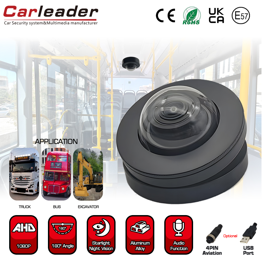 Carleader 180 Degree Wide Angle HD 1080P Dome Vehicle Camera for In-vehicle Surveillance