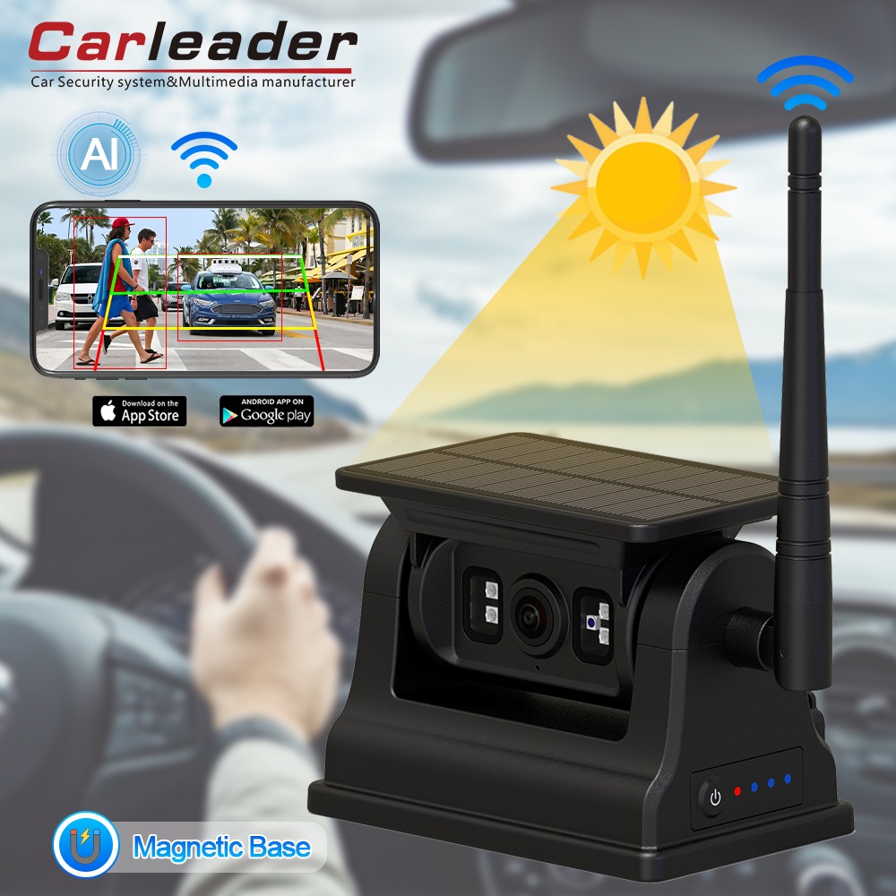 Carleader 1080P Magnetic Solar WiFi Wireless RV Backup Camera For IOS Android