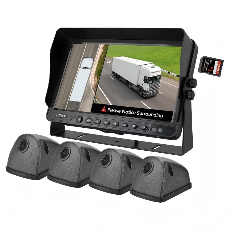 7 Inch 360 AVM System with AI Blind Spot Detection and 1080P Cameras