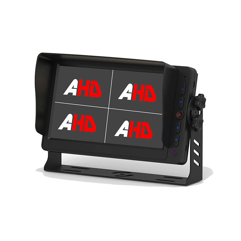 7 Inch AHD Quad Monitor with SD Card Recording and 4 Video Inputs for Vehicle Camera Systems
