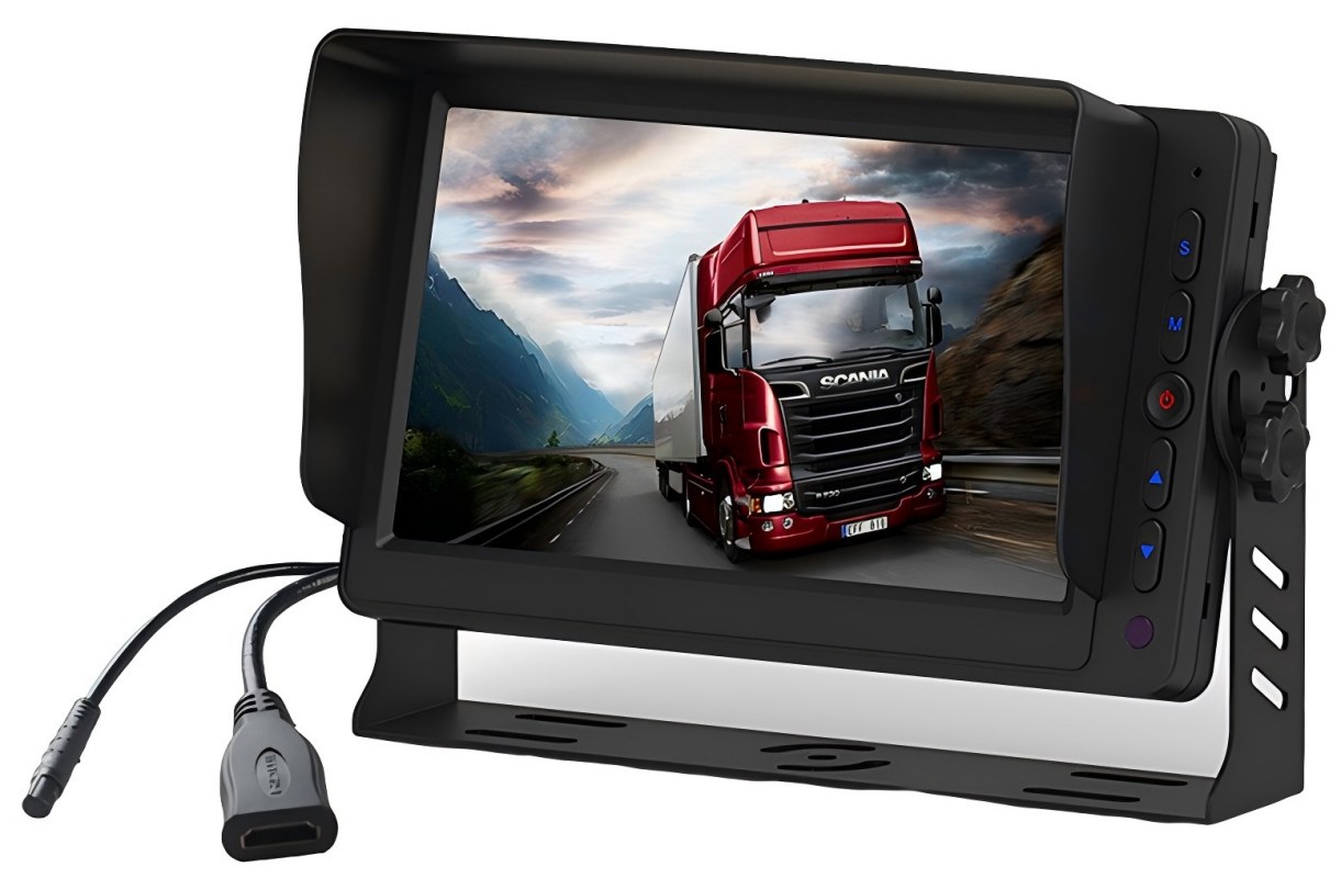7 Inch HDMI Vehicle Monitor with Dual AV Inputs, Reverse Trigger and Built-in Speaker
