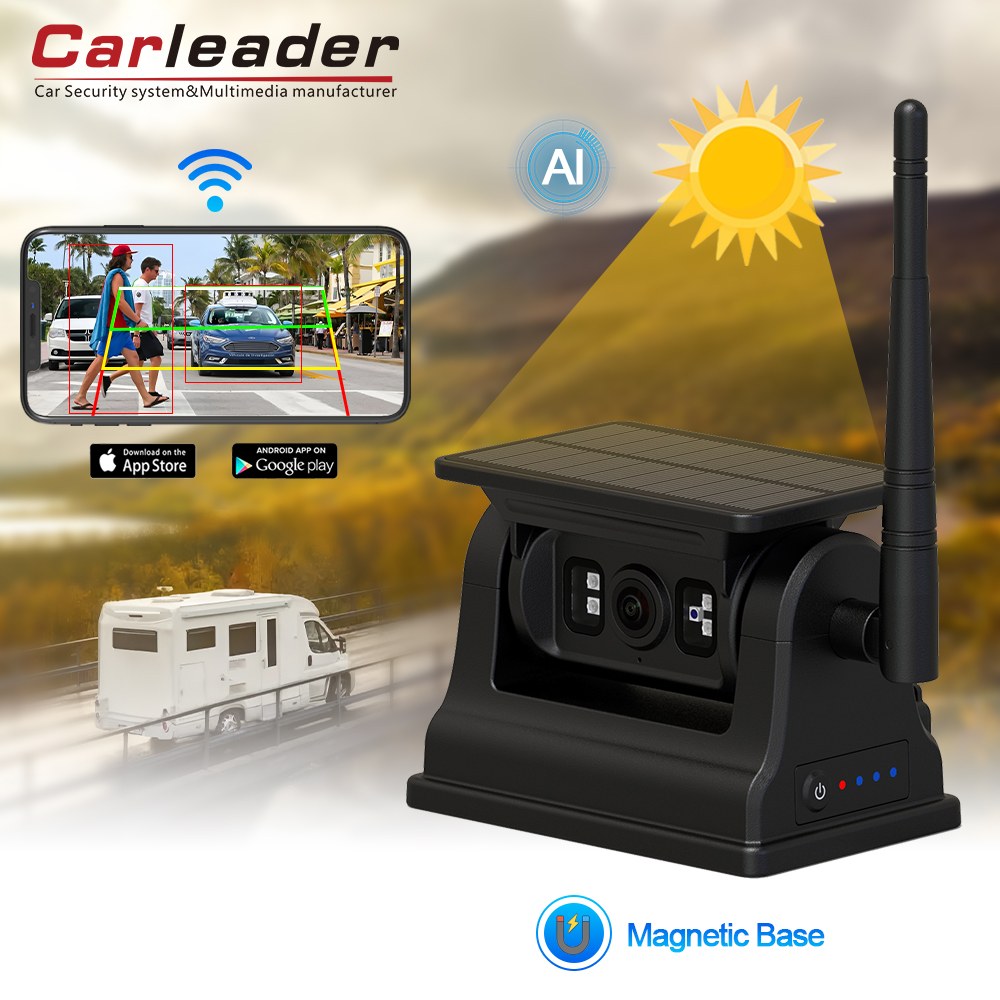 AI Detection Solar Powered Rechargeable Reversing WIFI Camera with Magnetic Base