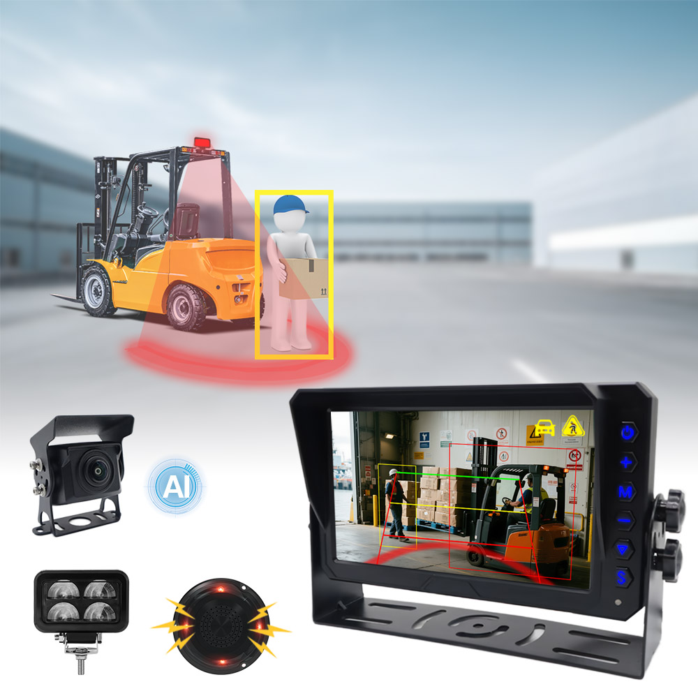 AI Pedestrian and Vehicle Detection Laser Light Warning Camera System for Forklift